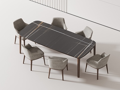 Modern Dining Table and Chair 3d model