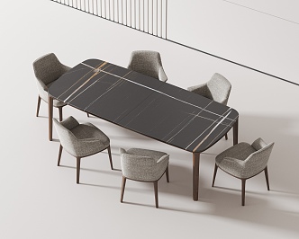 Modern Dining Table and Chair 3d model