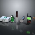 Essential Medical Devices Including First Aid Kit Disinfectant Bottle Scalpel Flashlight And Walkie Talkie