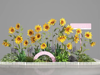 Floral sunflower flowers and plants beautiful old flower bed floral combination display area small view commercial landscape park floral art 3d model