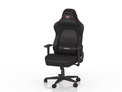 Black Gaming Office Chair With Red Stitching FURY Logo And Ergonomic Design 3d model
