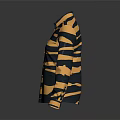 Collared Long Sleeve Shirt With Dark Blue And Yellow Striped Pattern 3d model