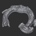 Intricate Metallic 3D Model Featuring Curved Mechanical Structure And Detailed Textures