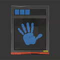 Black Household Item With Blue Handprint Design And Top Blue Black Squares