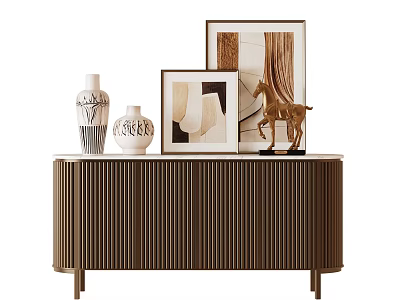 Modern Luxury Entryway Side Cabinet With Exquisite Vases Art Paintings And Elegant Desktop Ornaments 3d model