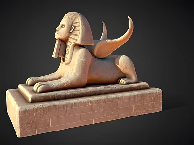 Winged Sphinx Landscape Sculpture With Intricate Design And Solid Brick Base 3d model