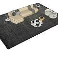 Modern Sofa Coffee Table Set With Grey Area Rug And Decorative Throw Pillows 3d model
