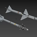 Military Missiles With Aerodynamic Design Gray Body Yellow Stripes And Tail Fins