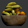 Fresh Assorted Fruits in Wooden Bowl Including Bananas Apples and Oranges