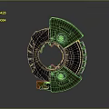 Practical Household Item With Circular Green Gray Design Red Lines And Yellow Base