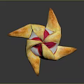 Golden Windmill Shaped Pastry With Crispy Crust And Pink White Filling