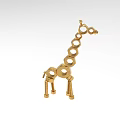 Elegant Golden Giraffe Decorative Figurine Made of Connected Circular Rings