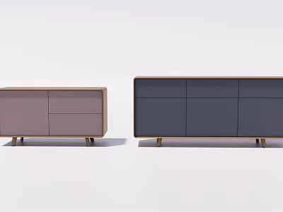 Modern Storage Cabinet With Two Different Colored Units Drawers Doors And Wooden Legs 3d model