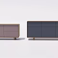 Modern Storage Cabinet With Two Different Colored Units Drawers Doors And Wooden Legs
