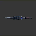 Futuristic Sci Fi Weapon Design With Blue Red Accents And Metallic Barrel Scope Stand