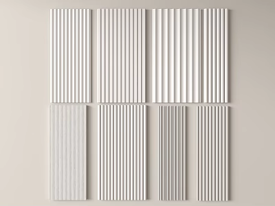 Various Styles of Decorative Wall Panels With Vertical Stripes And Textured Surfaces 3d model