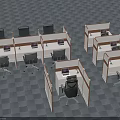 Modern Office Desks In Cubicles With Computers And Office Chairs Workspace 3d model
