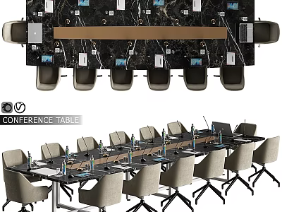 Modern Conference Table And Chairs With Comfortable Seats And Sleek Design 3d model