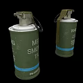 Green M83 Smoke Grenades With Blue Stripes And Warning Labels