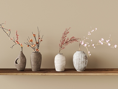 New Chinese Style Vase Ceramic Utensils Pottery Pot Vase Decoration Dried Branches Dried Flowers Floriculture 3d model