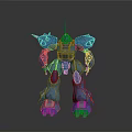 Blue Mechanical Robot Character In Standing Pose Featuring Metallic Armor And Shiny Surface Details