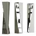 Sleek Modern Bookcase With Open Shelves Decorative Sculptures And Ceramic Bowls