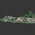 Rustic Wood Stone Landscape Decoration Featuring Tree Stump And Green Plants