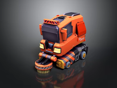 3D Rendered Orange Cartoon Style Computer Case With Black Details And Modern Design 3d model