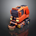 3D Rendered Orange Cartoon Style Computer Case With Black Details And Modern Design
