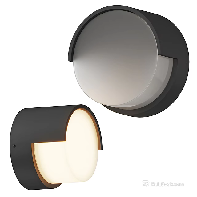 Modern Circular Wall Lamp With Black Frame And Soft Warm White Lighting Design 3d model
