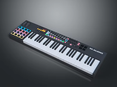 M-Audio MIDI Controller Keyboard With Colorful Buttons Knobs And Black White Keys 3d model