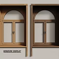 Wooden Casement Window With Arched Top Double Sash For Interior