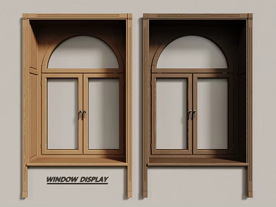 Wooden Casement Window With Arched Top Double Sash For Interior 3d model