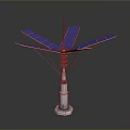 Solar Energy Equipment With Radial Blue Solar Panels And Stable Support Structure