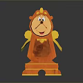 Orange Wooden Cartoon Style Table Clock With Smiling Face And Decorative Base For Home