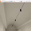 Track Mounted Black Downlights Spotlights on White Ceiling for Modern Interior 3d model