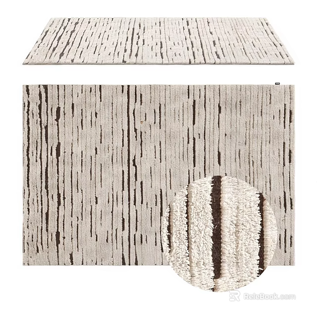 Modern Square Rug With Beige Brown Vertical Striped Plush Texture Design 3d model