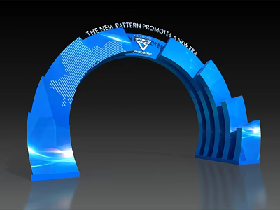 Blue Modern Archway Featuring New Pattern Harmony Text And Illuminated Design 3d model