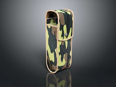 Camouflage Patterned Fabric Pouch With Textured Design For Outdoor Clothing Accessories 3d model