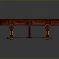 Elegant Decorative Oval Table With Orange Black Inlaid Top And Golden Border Carved Red Legs