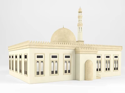 Ancient Architecture With Dome Minaret Arched Windows And Beige Exterior 3d model