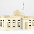 Ancient Architecture With Dome Minaret Arched Windows And Beige Exterior