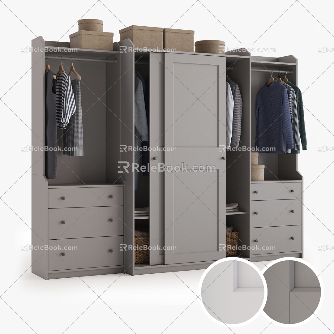 gray wardrobe combination 3d model