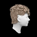 Game And Movie Character 3D Head Model With Short Blonde Brown Wavy Layered Hair