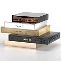 Elegant Stacked Decorative Cabinets with Various Materials Drawers and Carved Details