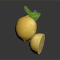 Vibrant Fresh Whole And Sliced Lemons With Green Leaf On Dark Background