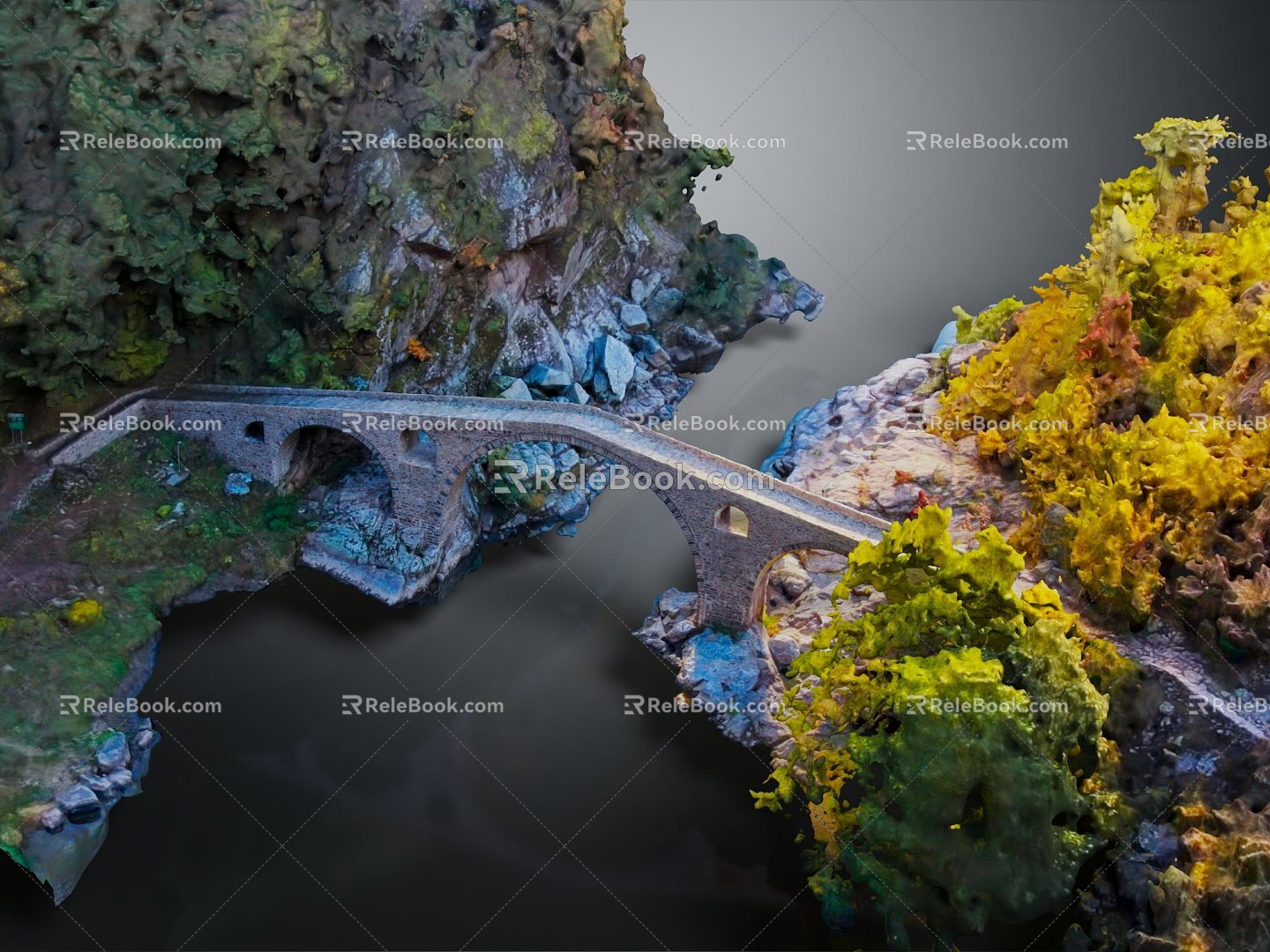 Modern Stone Bridge Cartoon Stone Bridge Bridge Cave Stone Bridge Cave 3d model