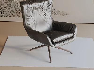 Modern Black Leather Office Chair With Padded Seat Armrests And Metal Base 3d model