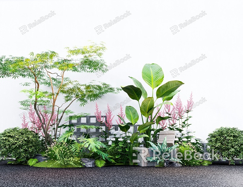 plant group flower border green plant combination of flowers and plants landscape tree tree shrub ball model