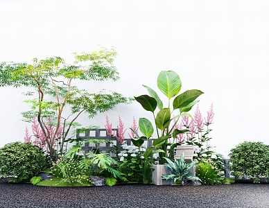 plant group flower border green plant combination of flowers and plants landscape tree shrub ball 3d model